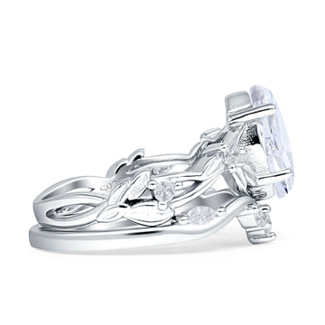Marquise Split Shank Cubic Zirconia Leaf Floral Ring 925 Sterling Silver Wholesale